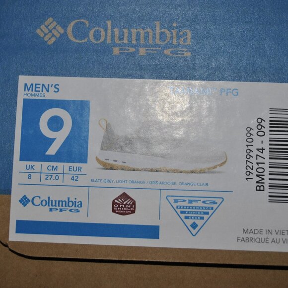 COLUMBIA 1927991-099 MENS Sz 9 TAMIAMI PFG OMNI SHIELD GRAY/ORANGE SHOES $90 NEW - Picture 3 of 7